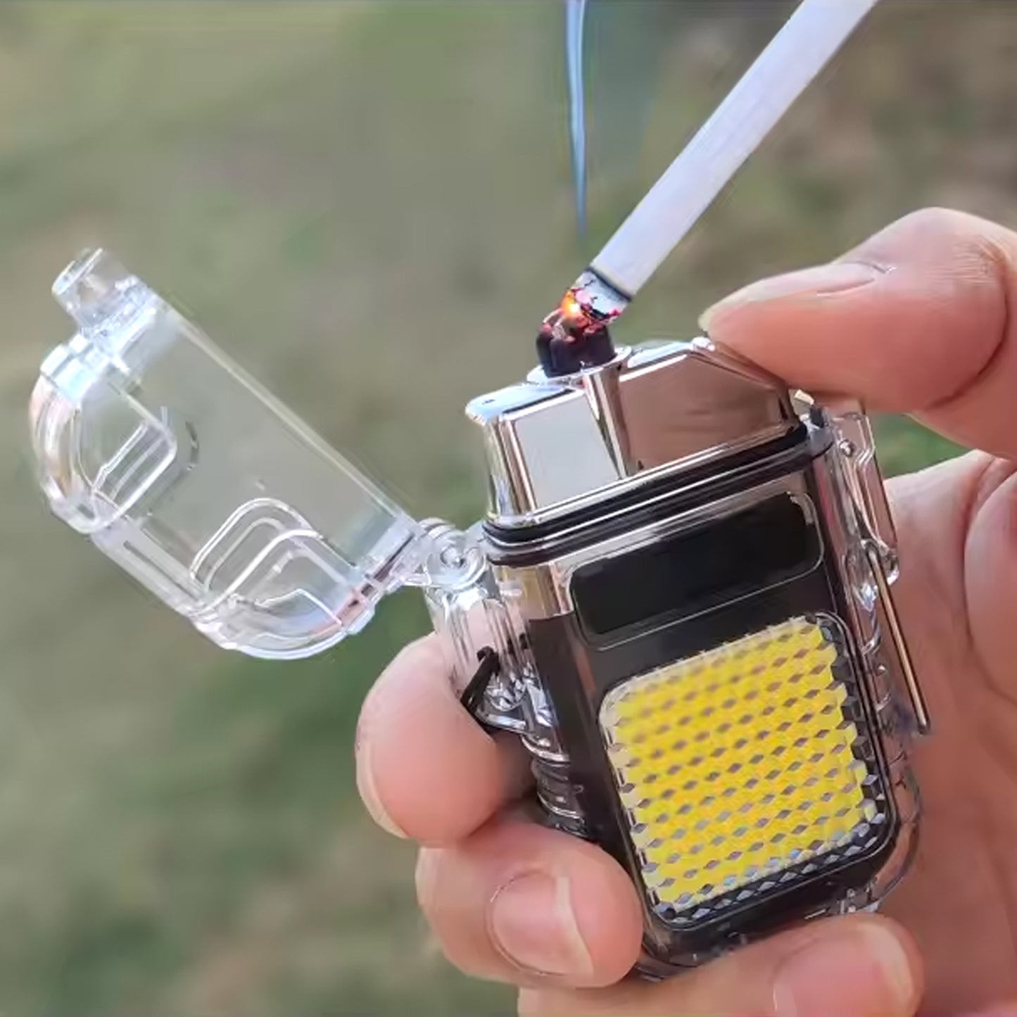 Usb Rechargeable Electric Lighter 3 Modes Cob Flashlight (1 Pc)
