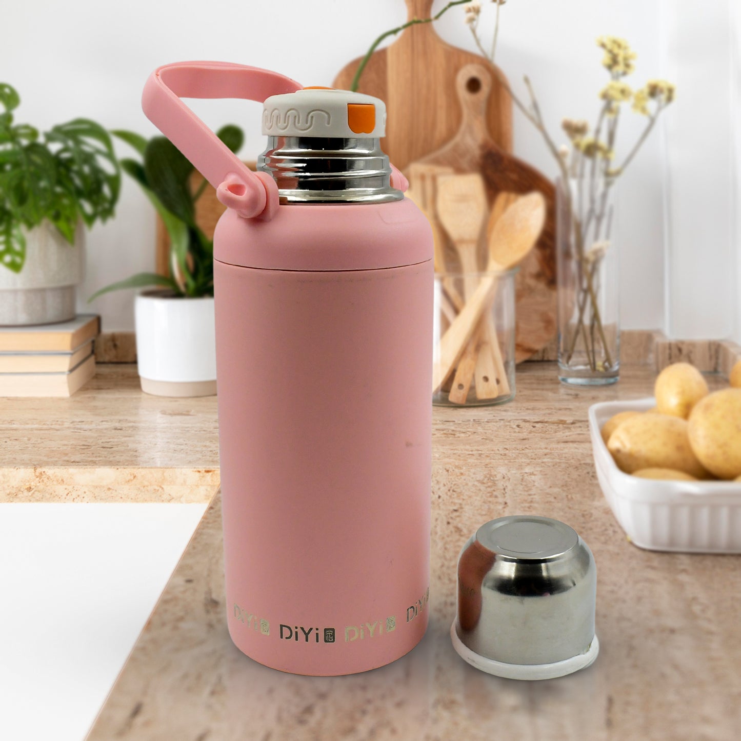 13036 Stainless Steel Tumblers 316 Stainless Steel Vacuum Insulated Cup Bottle Portable Travel Kettle Water Bottle With Handle Outdoor Large Capacity Sports Kettle Cups Bottle (1300 Ml)